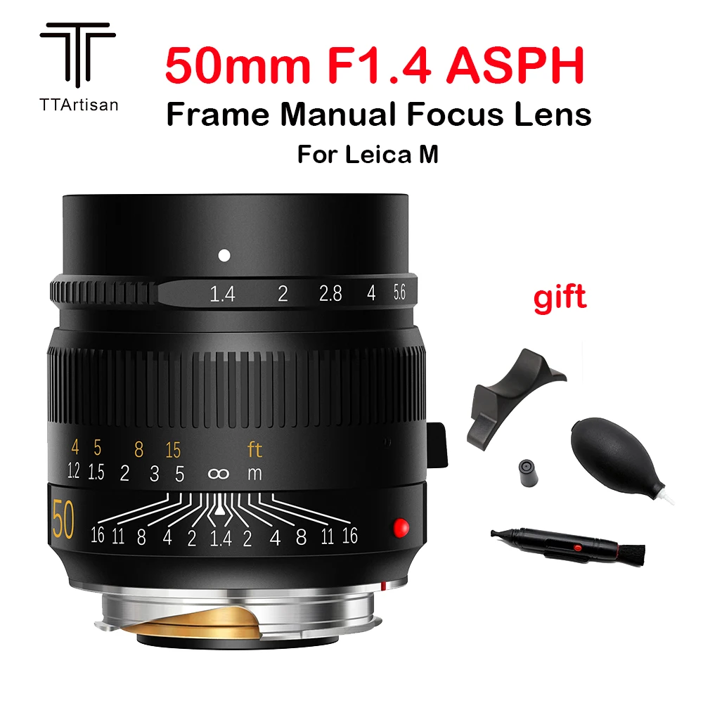 TTartisan 50 мм F1.4 ASPH полная Рамка ручная фокусировка Объективы для камер Leica M-Mount как