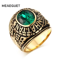 retro mens ring manhattan college stainless steel gold color school veteran male jewelry
