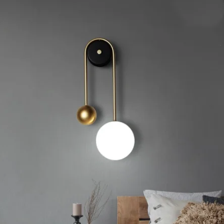 

Минималистичная постмодернистская настенная лампа для спальни, креативный маятник, прикроватный ночник, модный двухголовый светильник, де...