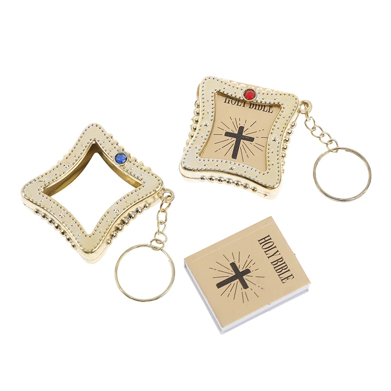 

English Spanish Mini Holy Bible Keychain Religious Christian Jesus Cross Women Prayer God Bless Gift Souvenirs Outdoor Tool