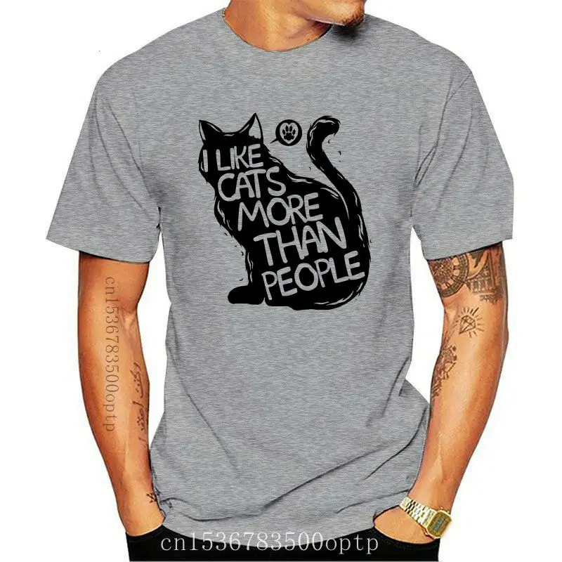 

Футболка женская с надписью «I Like Cat More Than People»