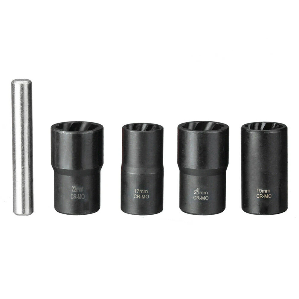 

5PCS/Set Twist Socket Kit 4 Damaged Worns Lugs Nut and Lock Remover 17 19 21 22mm Auto Accessory Best Price
