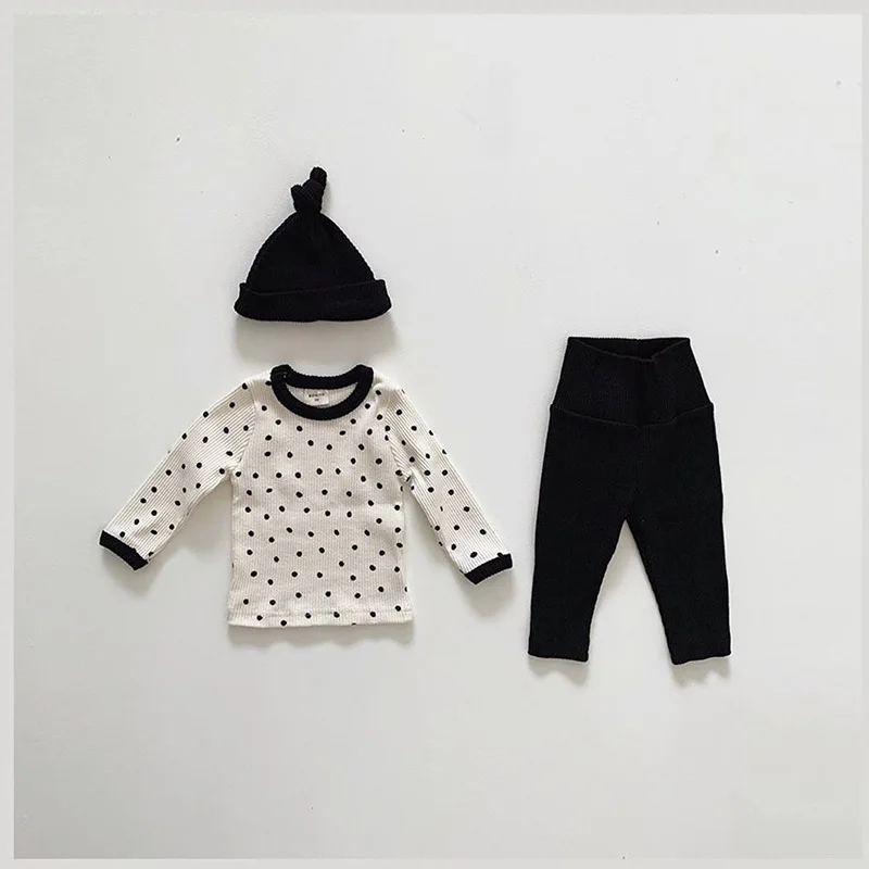 MILANCEL/осень 2020 комплект одежды для малышей блузка в горошек однотонные штаны и