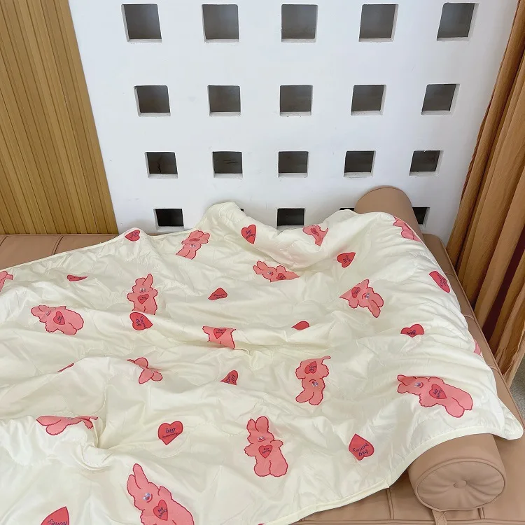 INS Cute Baby Quilt Thin Blanket Love Rabbit Bear Cow Newborn Comforter Kindergarten Air Conditioner Kids Lunch Break Bedding | Мать и