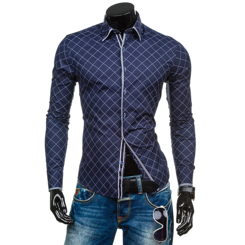 Zogaa новинка весны Длинные рубашки Корейская рубашка мужские умные повседневные