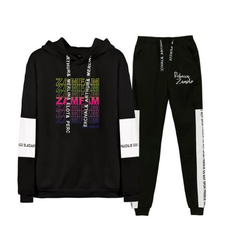 

Zamfam Merch Rebecca Zamolo Men's Sportswear Sets Casual Tracksuit Two Piece Set Top and Pants Sweat Suit Male Sporting Suits