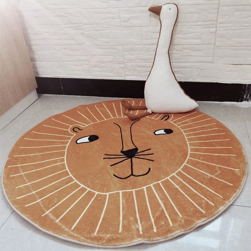 

Baby Play Mats Crawling Carpet Floor Rugs Round Cartoon Rabbit Lion Cotton Game Pad Playmat Kids Room Decoration