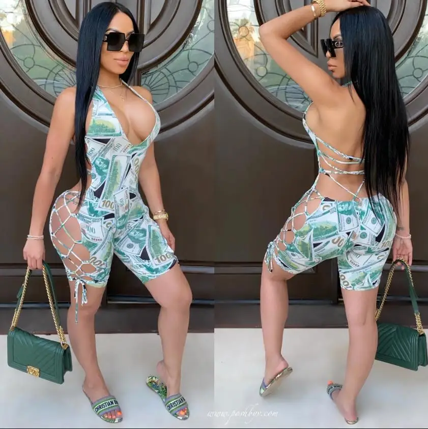 

NEW Tie Dye Print Sexy Women Jumpsuit Off-Shoulder Deep V-Neck Sleeveless Party Street Clothes