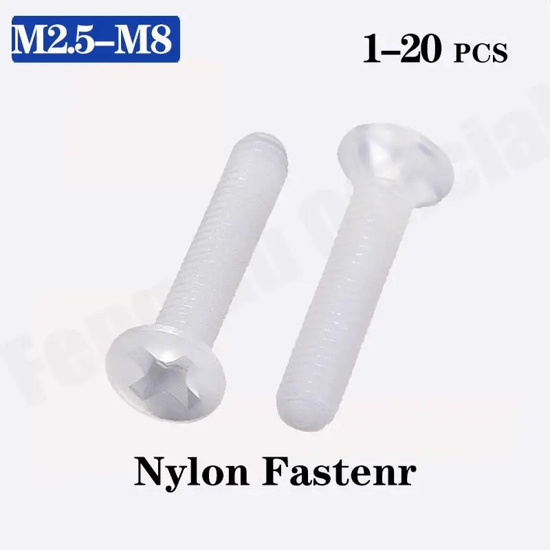 

GB819 [M2.5-M8] DIN965 ISO7046 JISB1111F Flat head Phillips Screws Nylon Plastic Screw NL08