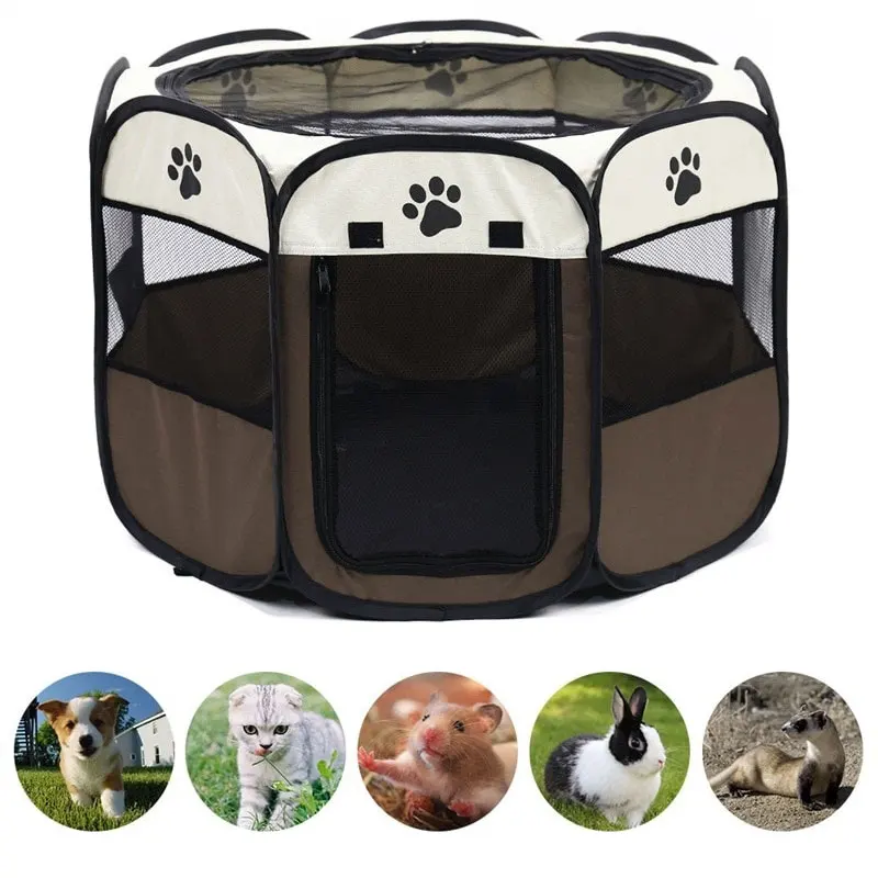 

Portable Folding Pet Tent Dog House Octagonal Cage For Cat Tent Playpen Puppy Kennel Easy Operation Fence Outdoor Big Dogs House