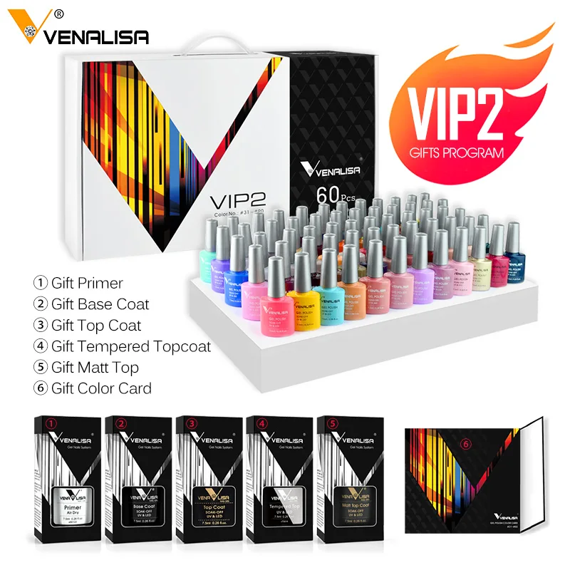 

Venalisa new 60 color VIP gel nail polish kit enamel vernish color gel polish for nail art design whole set nail gel learner kit