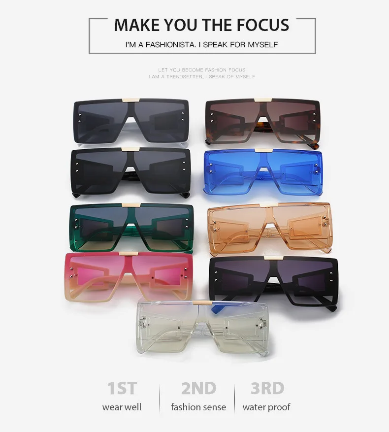 Übergroßen Goggle Platz Sonnenbrille Frauen Marke Steampunk Einem Stück Flachen Top Sonnenbrille Männer Vintage Großen Rahmen Brillen UV400 – Detail 1