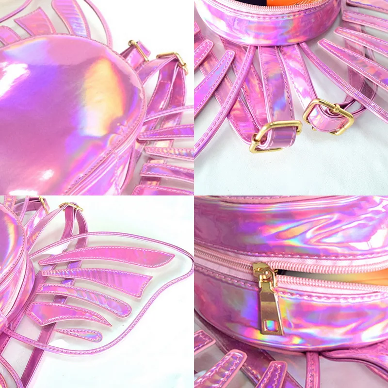 Dispulent рюкзак для девочек голографический лазер бабочка крыло Мини рюкзаки Радуга
