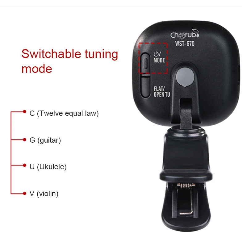 Херувим WST-670 Электрогитары педаль тюнера клип на мини ЖК-дисплей Дисплей USB