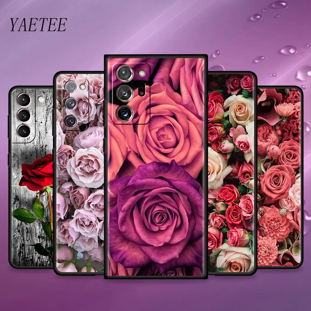 

Bright Red Rose Flowers Soft Cover For Samsung Galaxy S21 S20 FE S10 Plus S9 S8 Note 20 Ultra 5G 10 9 Fitted Cases Phone Coque