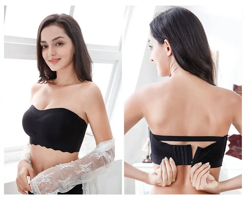 Strapless-bra One-piece Large Size Push-Up Big Chest Thin Bra Wrapped Invisible Bra Patch Underwear Wireless Solid Underwear 6XL
