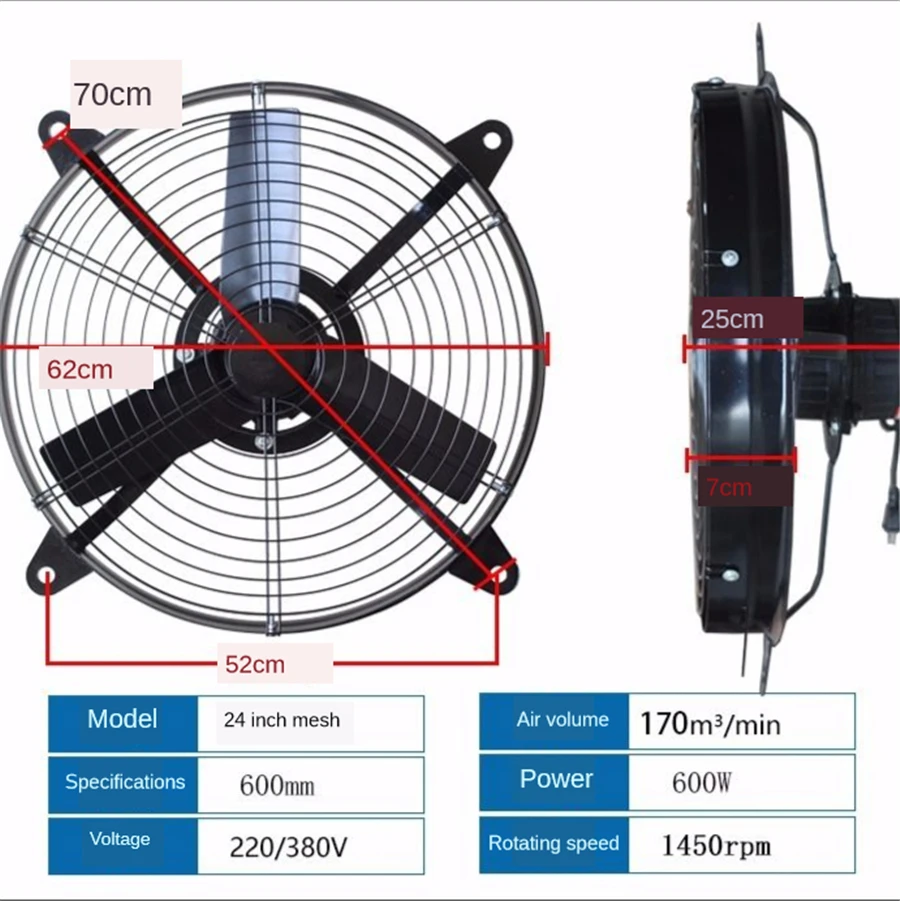 

220V/380V вытяжным вентилятором Вытяжной вентилятор 350W/600W вентилятор капот Кухня окна Вытяжной вентилятор 20/24 дюймов