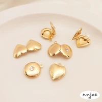 14k bag gold color zircon inlaid round photo box peach heart love photo frame pendant diy necklace accessories