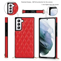 luxury fashion diagonal lanyard type leather phone case for samsung galaxy s9 plus s10 s20 fe s21 ultra note 9 10 20 shell cover