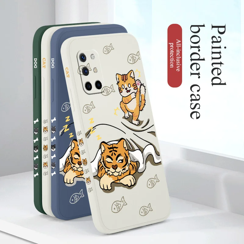 

Tiger And Cat Game Phone Case For Oneplus 8t 9 9pro 9r pro Liquid Silicone Cover