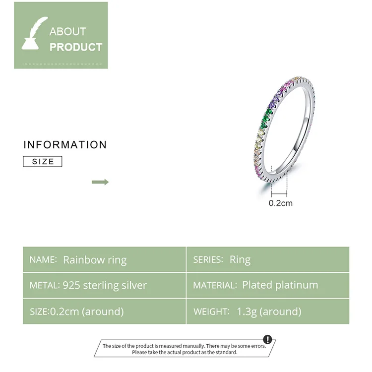Женское кольцо из серебра 925 пробы с радугой круглым сверкающий циркон свадебное