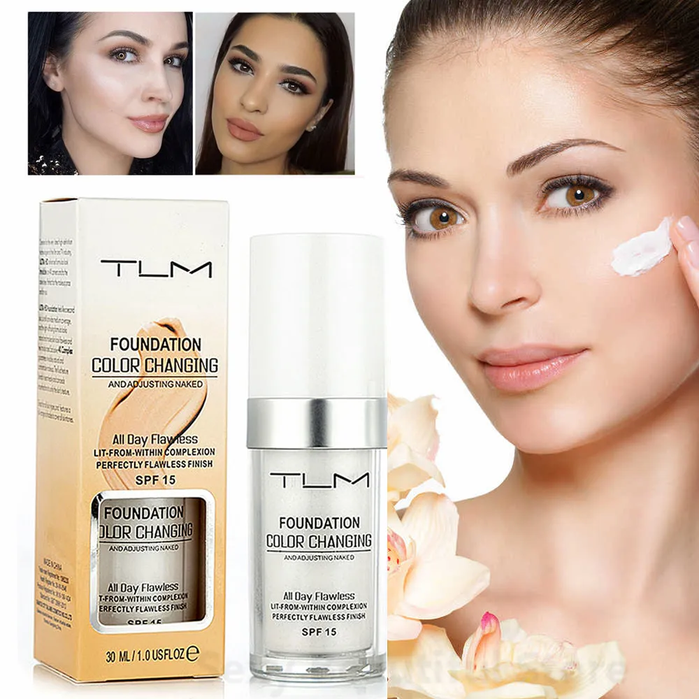 

TLM 30ML Color Changing Foundation Makeup Base Liquid Cover Concealer Longlasting Makeup Sombras Skin Care Foundation TSLM2