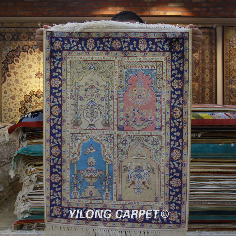 Yilong 1 5 'x 2' Ручная работа цветной Шелковый гобелен миниатюрный маленький