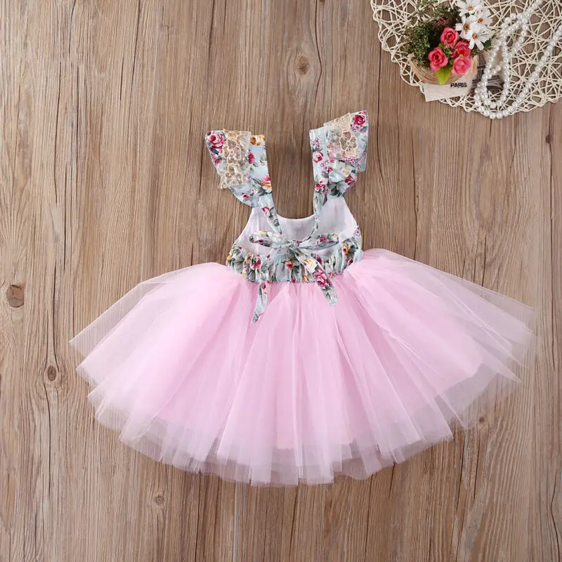 

Summer Flower Girls Kids Baby Floral Dress sleeveless Party Formal Bridesmaid Dresses Sundress