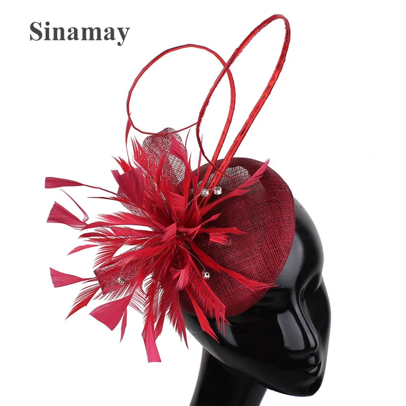 Зеленый Sinamay модные вуалетки шляпы головные повязки для женщин свадебные уборы