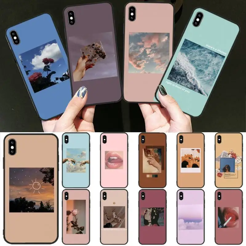LJHYDFCNB розовая эстетика песни текст черный мягкий чехол для телефона iphone6 6s plus 7 8 X XR