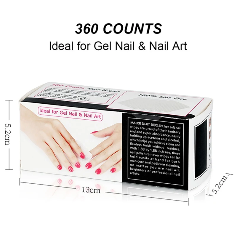 

360 Pcs/box Lint-Free Nail Polish Remover Cotton Wipes Cleaner Paper Pad Hand Napkin Nails Polish Art Cleaning Manicure Tools