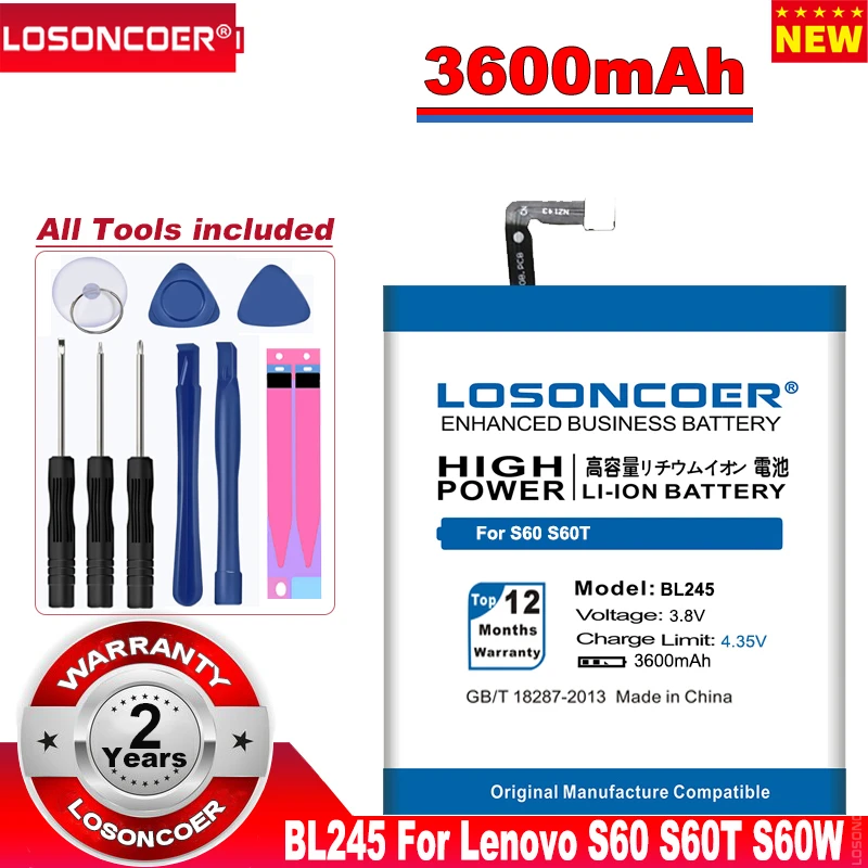 Аккумулятор LOSONCOER BL245 на 3600 мАч для Lenovo S60 S60T S60W|Аккумуляторы мобильных телефонов| |
