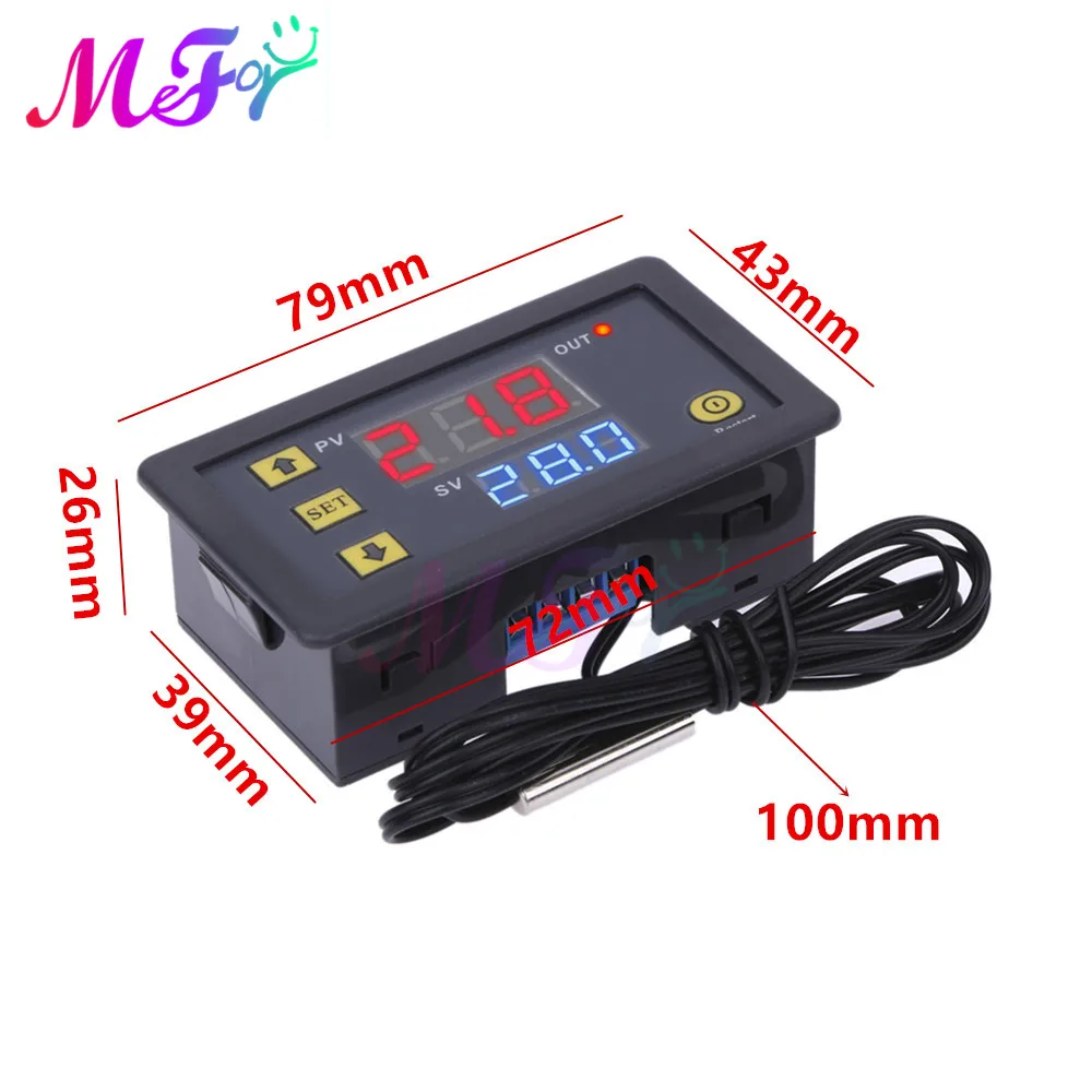 

10pcs W3230 AC 110V-220V DC 12 24V Digital Thermostat Temperature Controller Regulator Heat Cool Control Instruments LED Display
