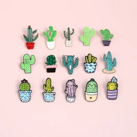 small and cute accessory cartoon plant enamel pins colorful cactus chlorophytum potted brooches badges denim lapel jewelry gift