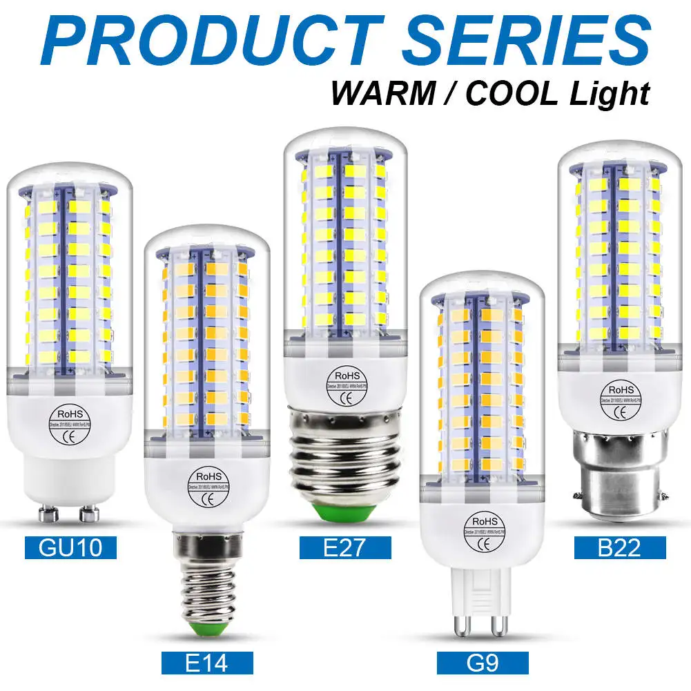 

5730 LED Light E27 Corn Lamp E14 Candle Bulb GU10 Spotlight G9 Lampada Led 220V B22 Ampoule 3W 5W 7W 9W 12W 15W Home Chandelier
