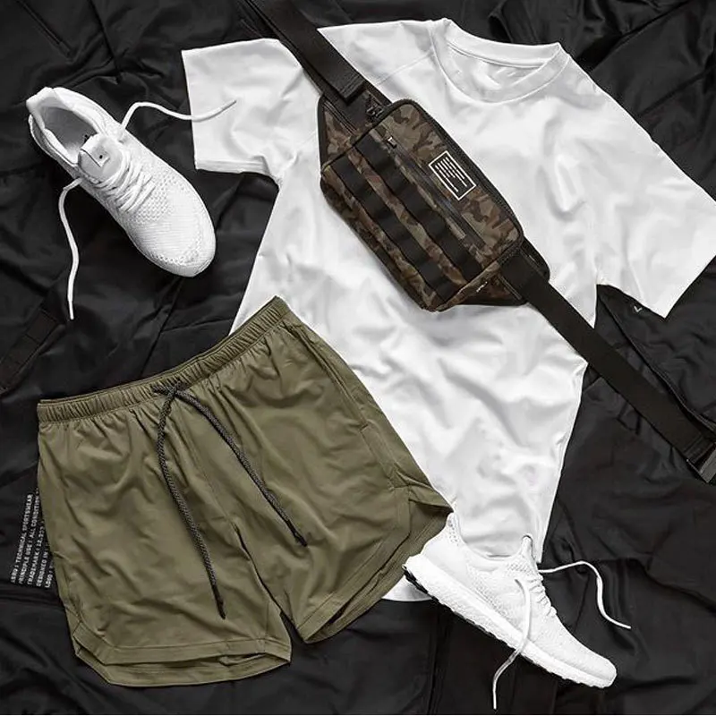

2020 NEW gym Fitness Shorts Men Running single-deck Workout Male Breathable Mesh Quick Dry sport shorts Jogger Beach Short Pants