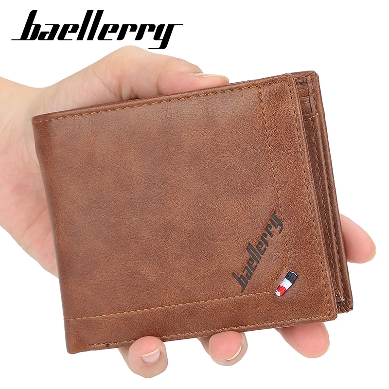 Короткий кошелек от известного бренда с карманом для монет винтажные мужские