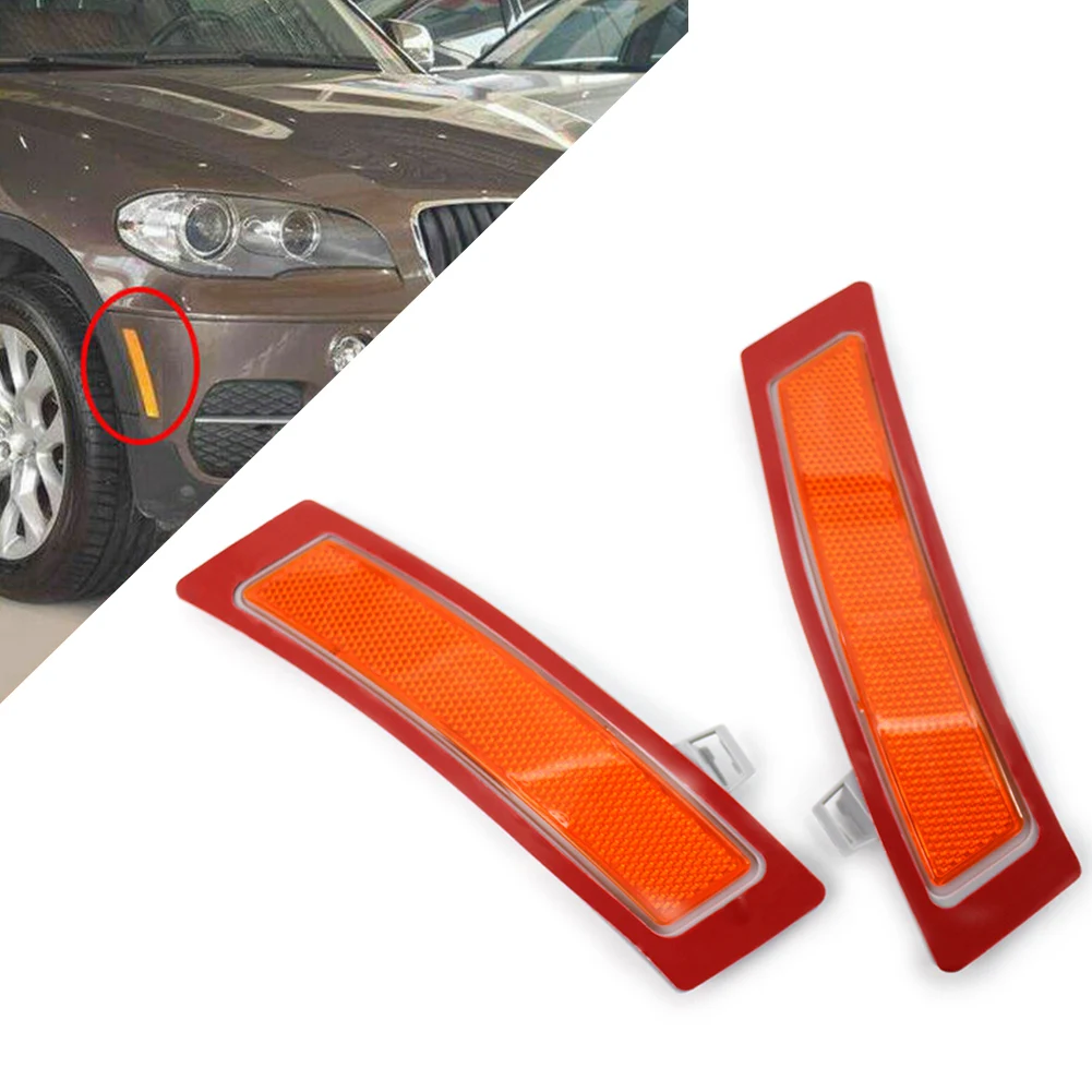 

For BMW E70 X5 2011 2012 2013 1Pair Car Front Bumper Marker Light Orange Cover Reflector Left & Right