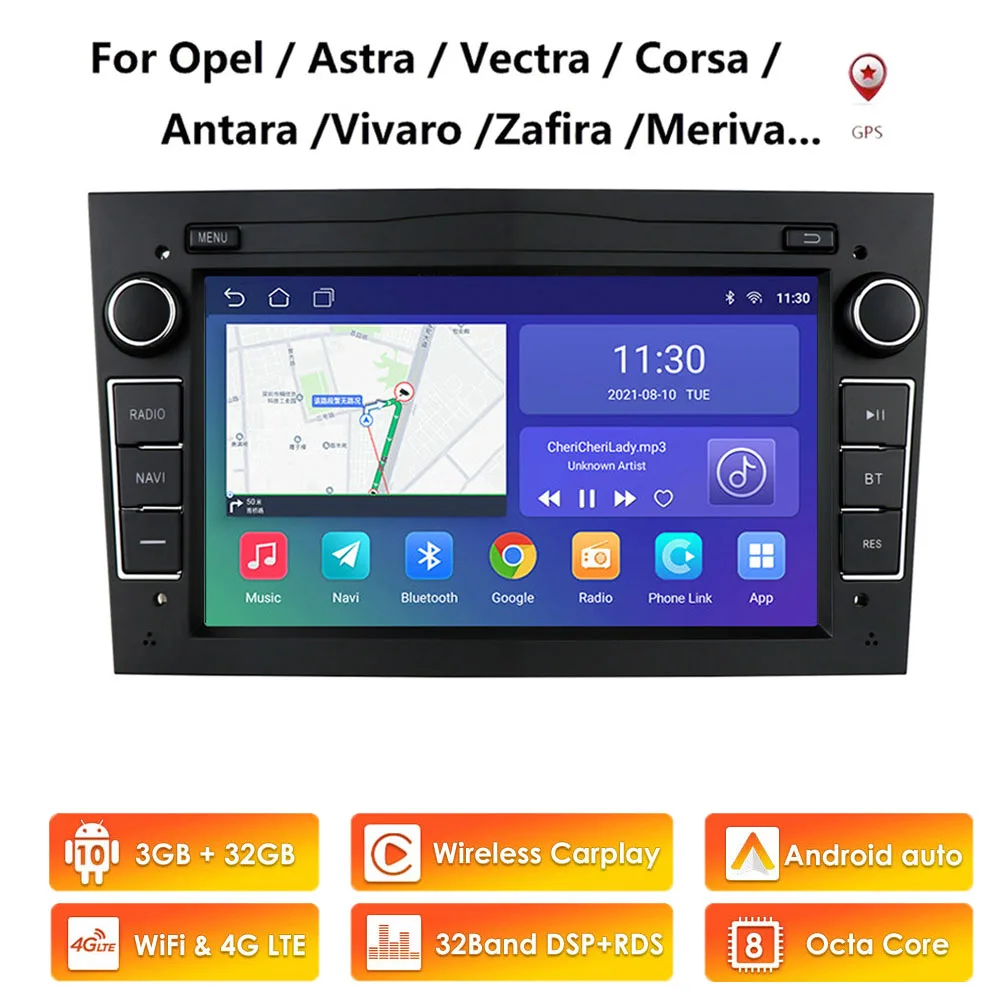 Автомагнитола 2DIN с GPS-навигацией мультимедийная система на Android 10 для Opel 2004 Vectra