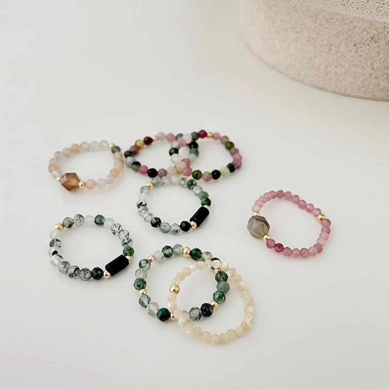 Женские кольца ручной работы из натурального камня регулируемые обручальные с