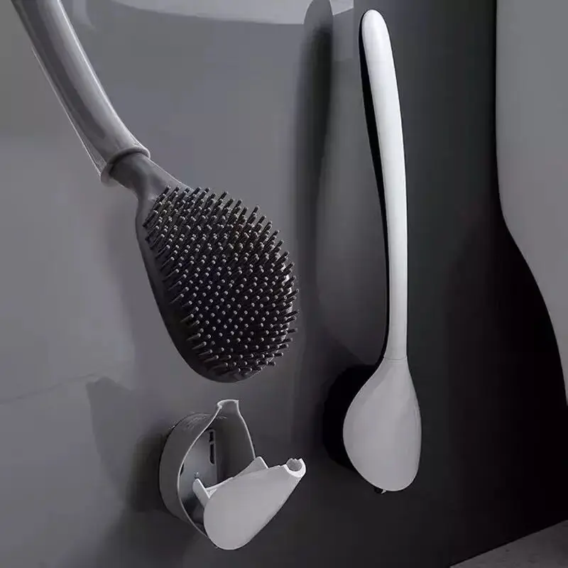 

Toilet Brush - TPR Silicone Bristles Wall Hanging Household Floor Cleaning Bathroom Accessories Soft Bristles Durable