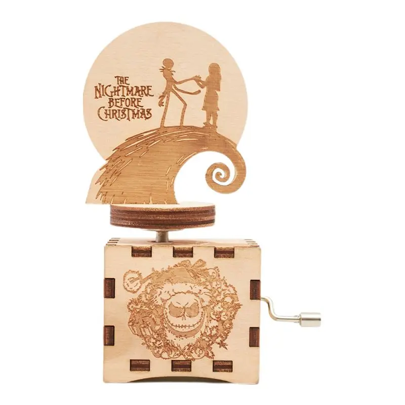 Деревянная музыкальная шкатулка ручной работы в античном стиле на Хэллоуин