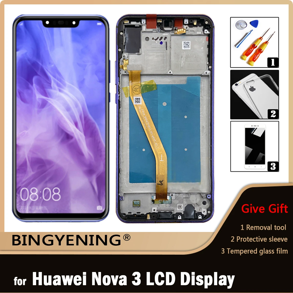 ЖК-дисплей, сенсорный дигитайзер в сборе для Huawei Nova 3 PAR-AL00 дюйма Huawei Nova3 6,3 LX9, сменный, с рамкой