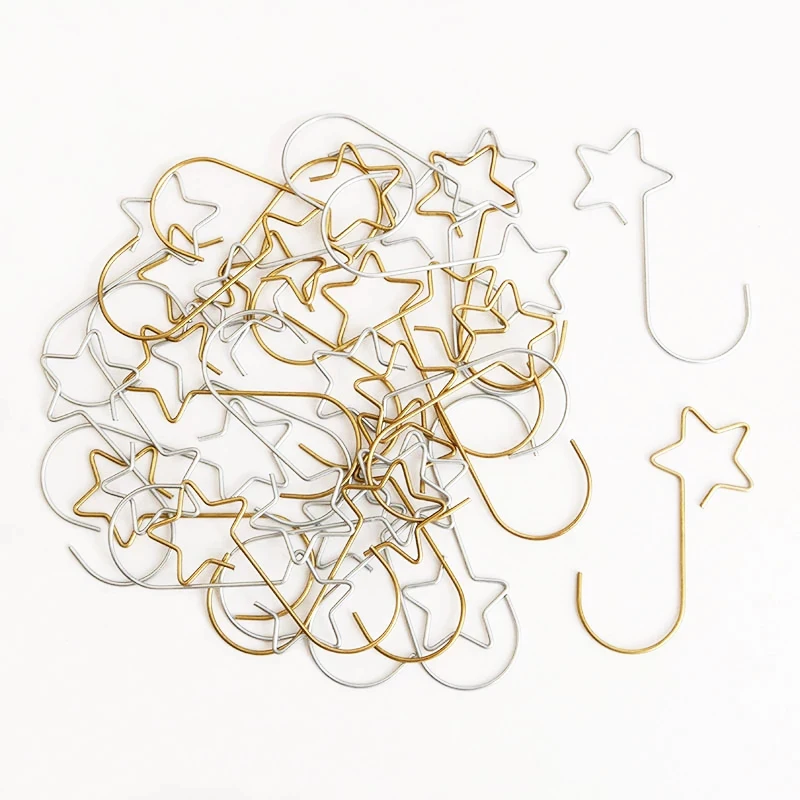 

20 PCS Christmas Party Decoration Supplies Decoration Pendants For Christmas Tree Xmas Home Decor Metal Star Decorations Hooks