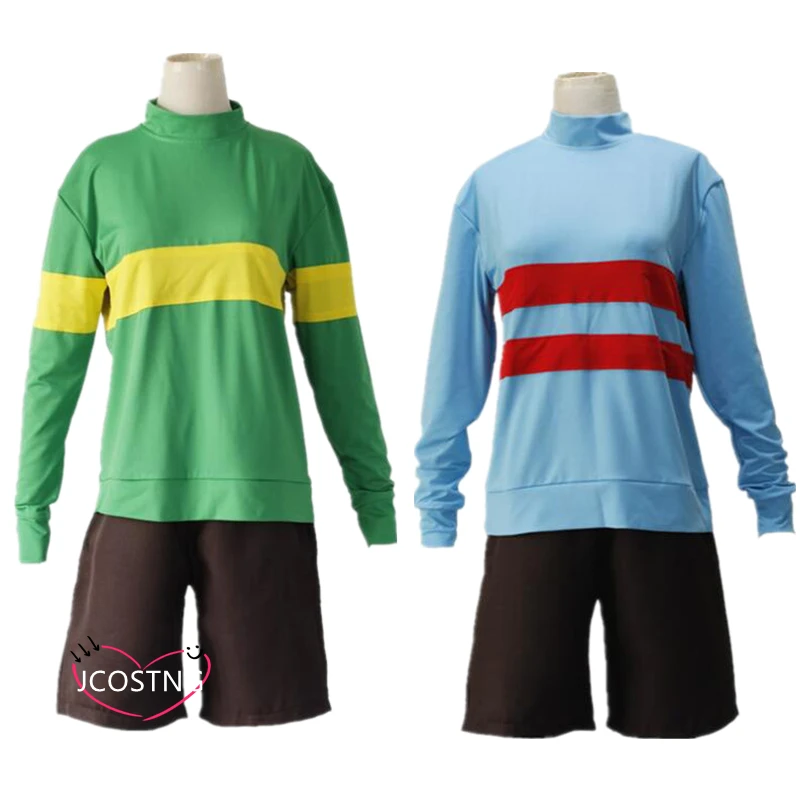 Cosplay Costume Undertale Role Frisk Cos Japanese Anime Stripe Tops Short Pants Suits Playing of Game Animation Unisex Sets |