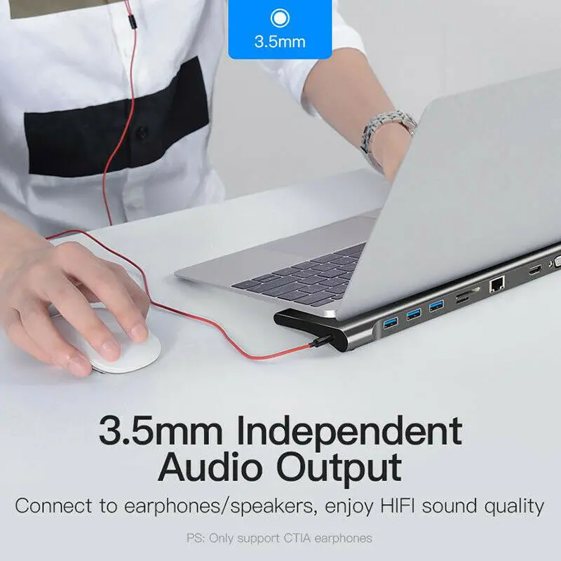 Адаптер питания 10 в 1 VGA RJ45 Gigabit Ethernet USB C концентратор HDMI совместимая док станция PD