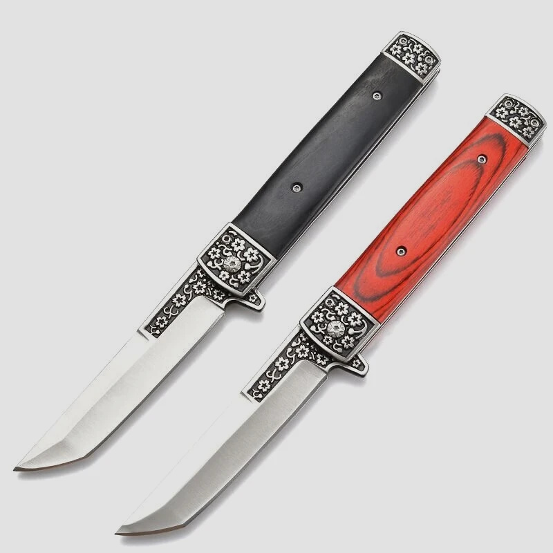 Карманный складной нож тактический для выживания лезвие 440с деревянная ручка