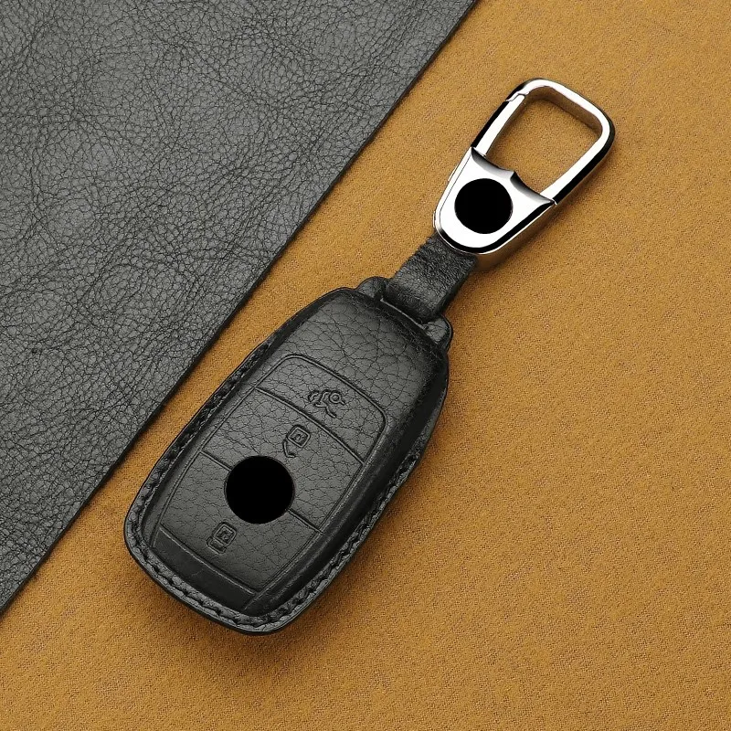 

New Luxury Leather Car Key Case Men and Women for Mercedes Benz New E Series New S-class Keychain Protective Purse Wallet Shell