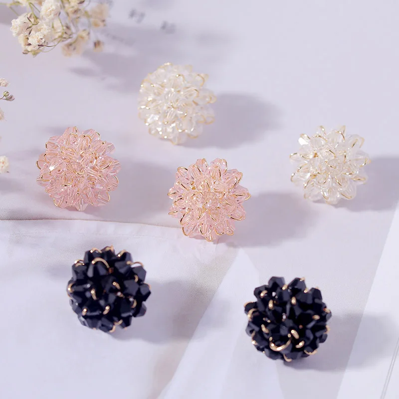 Женские серьги гвоздики с кристаллами вечерние ручной работы в Корейском стиле