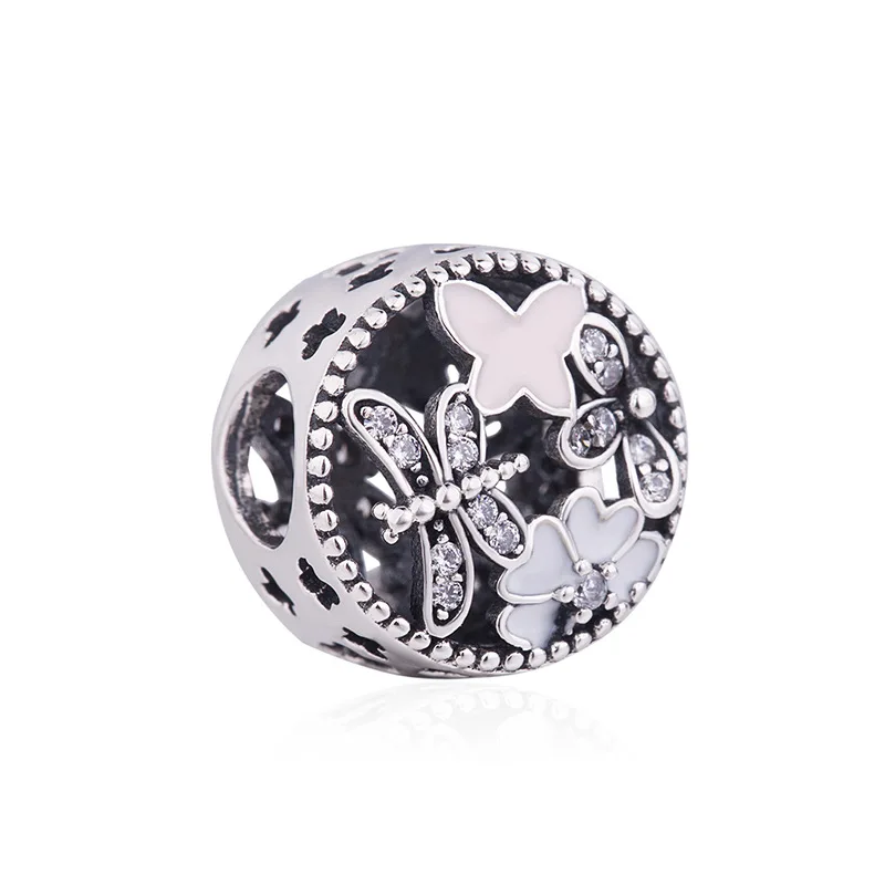 

Genuine 925 Sterling Silver Bead Charm Vintage Openwork Springtime Beads Fit Women Pan Bracelet & Necklace Diy Jewelry